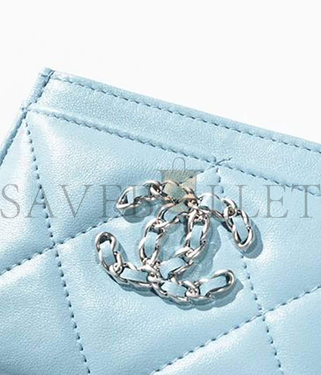 CHANEL CHANEL 19 CARD HOLDER  SILVER HARDWARE AP1167 B07327 NH626 (11.2*7.5*0.5cm)